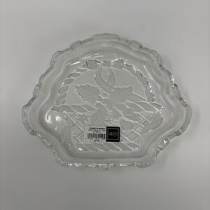Mikasa Poinsettia Basket Sweet Dish Germany Crystal Glass 8.25” X 6.75” X 1.25”